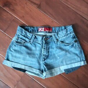 Express X2 UpCycled M2W Denim Jean Summer Roll Up Boy Short Distressed Shorts7 ☀